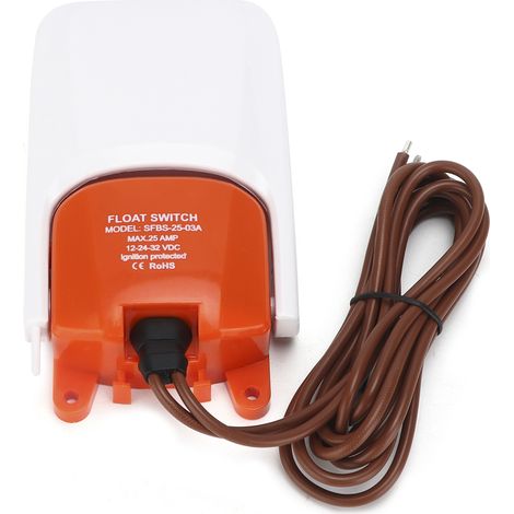 Interrupteur à flotteur pour pompe de cale de bateau, résistant au vieillissement et aux UV, pour systèmes 25 A 12 V, 24 V et 32 V (1/5)