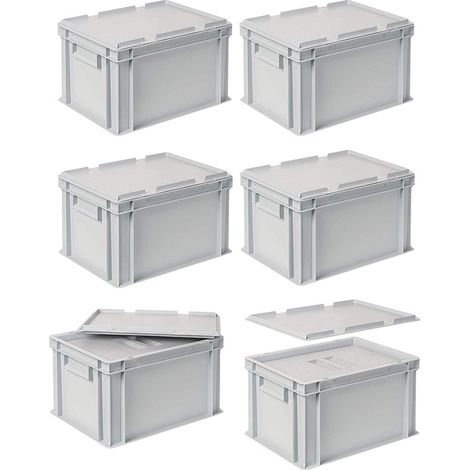 BRB Set, 6x EPS Thermobox 10,4 Liter in Eurobox 400x300 mm grau mit Auflagedeckel (1/3)