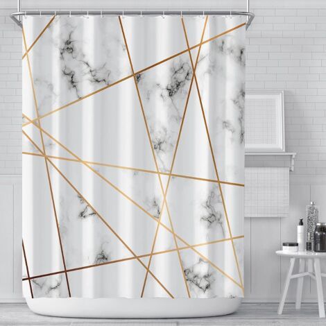 Rideau de Douche Marbre Blanc Résistant à la Moisissure Imperméable Anti Moisissure en Tissu Polyester Rideaux de Douche avec 12 Crochets 180x180cm (1/5)