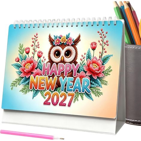 Calendrier de Table 2027 Art des Gemmes DIY Décoration Maison Calendrier de bureau 12 mois pour Femmes Grands-mères Mamans Débutantes Artisans Fêtes Anniversaire Nouvel An Soirée Maison (1/5)