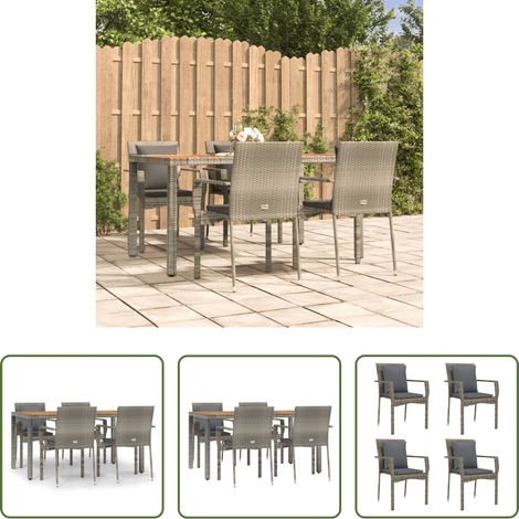 vidaXL Ensemble de salle à manger extérieur - Ensemble à manger de jardin 5 pcs coussins gris résine tressée (1/5)