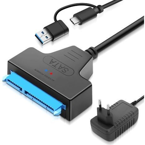 Adaptateur USB SATA vers USB pour disques durs externes et internes SSD/HDD 2,5" 3,5" Compatible avec les systèmes d'exploitation Windows, Mac et Linux (1/5)