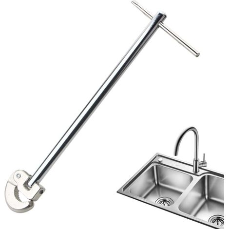 Clé de lavabo, outil d'installation de robinet d'évier réglable, clé de plombier multifonctionnelle avec tête pivotante pour les espaces difficiles d'accès, cuisine, salle de bain, plombe