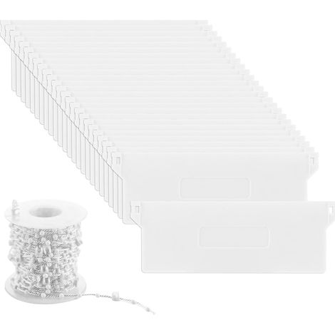 Lot de 30 Plaque de Lestage 127mm + 10m Chainette Store Californien - Kit de Lestage Blanc pour Rideaux à Lames et Stores Verticaux, Poids pour Rideaux Lestage Blanc (1/5)