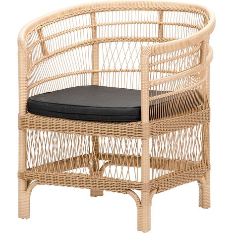 Fauteuil en rotin naturel 65 x 60 x 80 cm