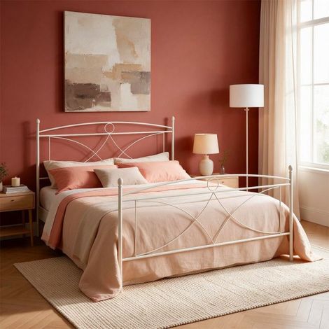 Letto Matrimoniale Alice in Ferro Battuto Bianco Opaco 160x190 cm