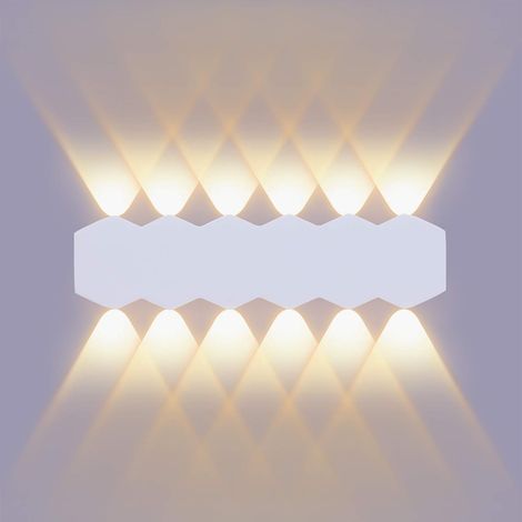 EASYCOMFORT Applique Murale LED 12W, Blanc Chaud 3000K, Moderne Up Down Spot, Aluminium - Salon, Chambre, Escalier, Couloir [Classe énergétique A++] (1/5)