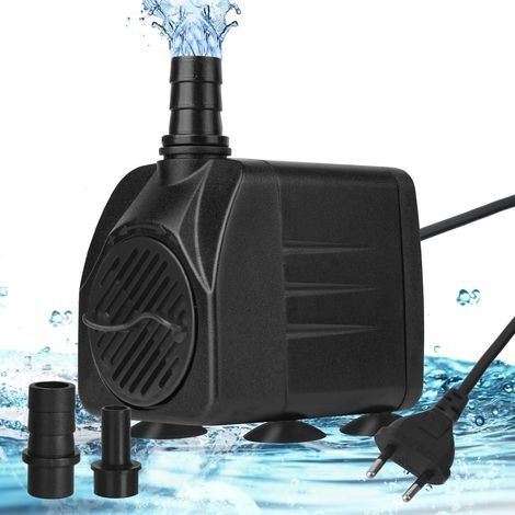 Pompe Eau Submersible, 400L/H 8W Pompe Aquarium Ajustable Ultra-Silencieux avec 4 Pieds de Ventouses pour Étang Poisson Fontaine Réservoir de Poissons 2 Buses 9/13mm Cordon de 1.4m H461 (1/5)