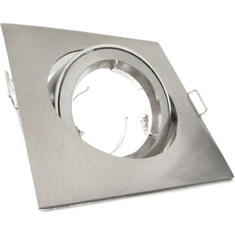 Porta Faretto Led GU10 MR16 Orientabile Quadrato Con Ghiera Satinato