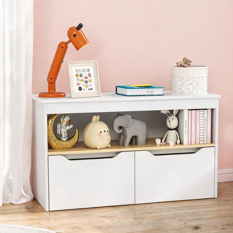 Meuble de rangement enfant en MDF avec deux tiroirs et étagère (1/5)