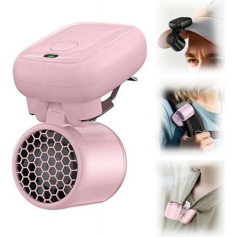 Ventilateur à clipser sur casquette - Ventilateur mains libres rechargeable - Convient aux casquettes de baseball et visières - rose (1/5)