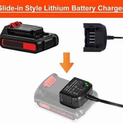 Ecleanfy - Chargeur de batterie au lithium LCS1620 pour batteries rechargeables BLACK & DECKER, 20 V, compatible avec les modèles LBXR20 et LB20 L, noir, prise UE. (1/5)