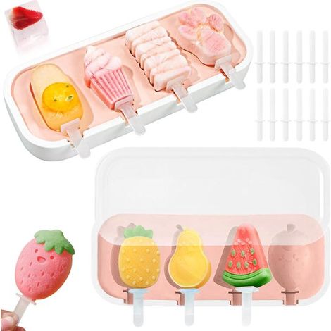 2 moldes para helado con tapa,Moldes para paletas,Máquinas para hacer helado casero con palitos,Moldes para helado con formas (1/5)