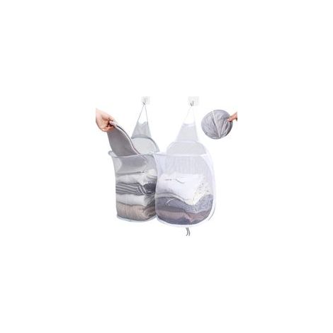 Panier à Linge Pliable Suspendu, 2pcs Popup Laundry Basket, Panière à Linge Sale Mural En Engrener Avec Poignée Pour Maison, Hôtel, Voyage, Chambre à Coucher, Salle De Bain (30x40cm) (1/5)