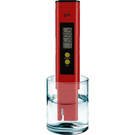 Medidor de pH digital (tipo bolígrafo) para agua e hidroponía, alta precisión, para agua potable doméstica y piscinas, color rojo. (1/5)
