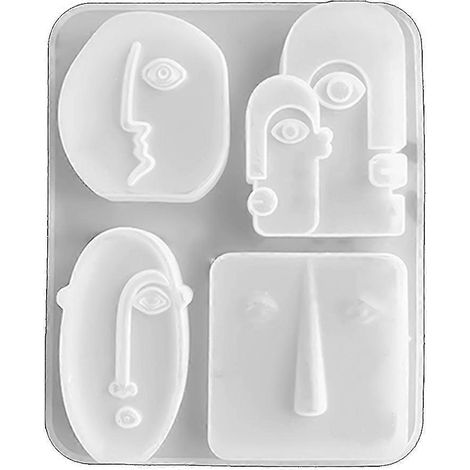 Moule en silicone pour bougie en forme de visage humain abstrait géométrique 3D, à utiliser dans un fondant ou un savon fait main. (1/5)