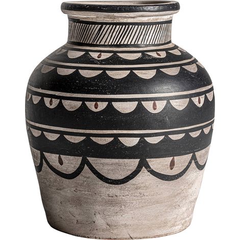 Vase en terre cuite gris finition vieillie style contemporain - Gris effet vieilli artisanal (1/2)