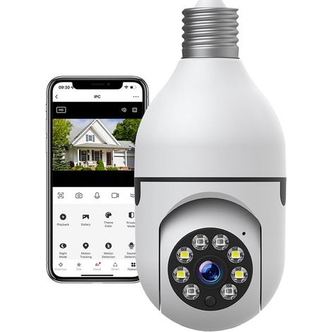 Caméra ampoule de sécurité 1080P WiFi intérieur sans fil 360°Panoramique - CAMCAMP (1/4)