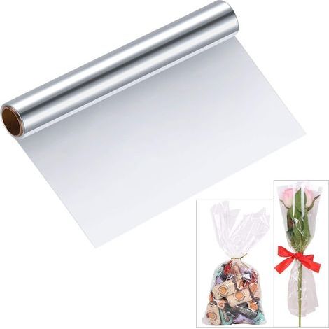 Papier cellophane transparent, rouleau de cellophane pour emballage cadeau de fleuriste (1/4)