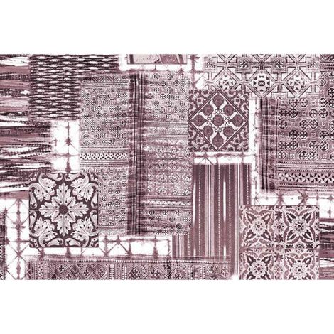 Papier peint panoramique violet effet carreaux de ciment Tapisserie panoramique violette motif patchwork Papier peint panoramique oriental chambre (1/3)