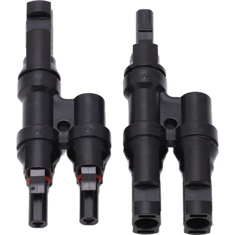 Connecteurs de Branche Solaire, 2 Pièces 50 A étanches 1 à 2 Mâle Femelle Y Branche Parallèle Adaptateur Câble Outil de Prise de Fil, Prenant en Charge la Connexion de Câbles Solaires 14 AWG à 10 AWG, (1/5)