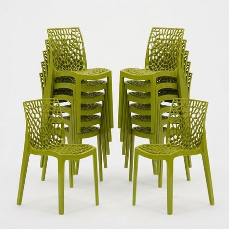 Lot de 22 Chaises Gruvyer Grand Soleil nid d'abeille colorées promo prix stock - Anis vert (1/5)