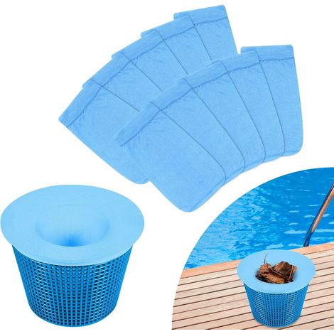 10 chaussettes élastiques réutilisables pour écumoire de piscine, préfiltres pour pollen, feuilles et cheveux (1/5)