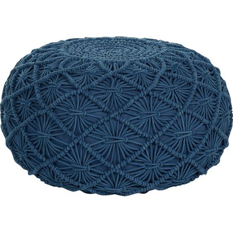 Pouffe Macramé BERKANE Cotton Navy Blue