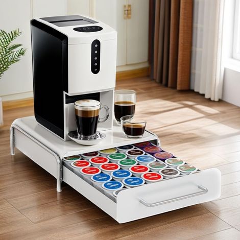 Tiroir rangement capsules K-Cup, capacité 30 pods, compatible K-Cups. Organisateur pour plan de travail ou base de machine à café, installation simple (1/5)