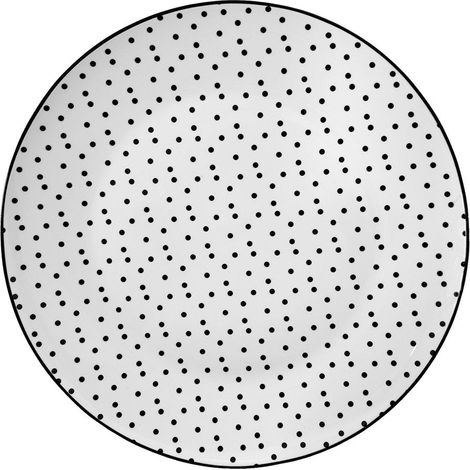 Grande assiette plate de présentation en porcelaine bicolore à pois Ø 26 x 2 cm - PANGIVO (1/2)