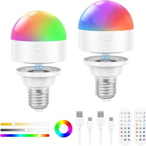 Ampoule Rechargeable USB C E27 LED Ampoule à batterie 3W pour lampes de table lampes d'extérieur (1/5)