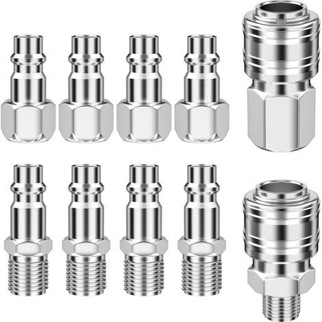 10 raccords rapides pour compresseur d'air, connecteurs pneumatiques, accessoires pour compresseur d'air, buses pour compresseur d'air, connecteurs d'outils et tuyaux pneumatiques.