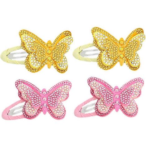 Pinces à cheveux papillon pour filles, accessoires mignons avec strass, lot de 4 (1/5)