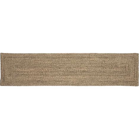 Tapis de surface Naturel et noir 60 x 200 cm Jute vidaXL