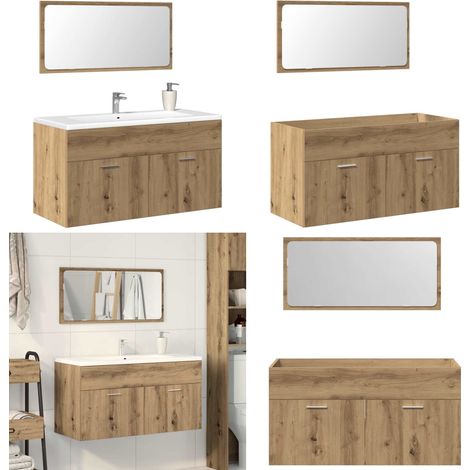 vidaXL Badschrank mit Spiegel Artisan-Eiche Holzwerkstoff (1/5)