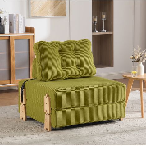 Divano letto a 1 posto in corduroy, verde oliva DESVIAE (1/5)
