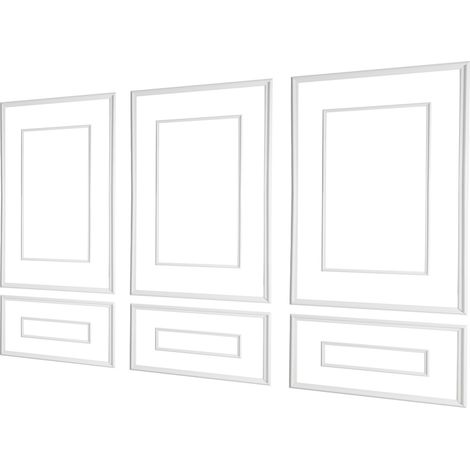 Mophorn Wandform-Set, 3-teilig, 45,97x78,99cm & 78,99x138,18cm Zierleiste mit doppelt gerilltem, breitem und schmalem Profil, lackierbares Polystyrol, Dekorleiste für Wohn- und Schlafzimmer, Weiß (1/5)