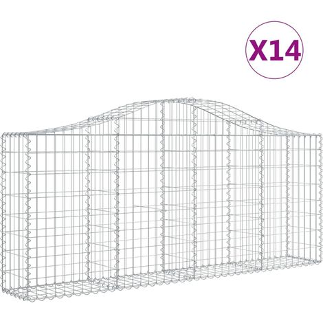 Cestini per gabbioni Muro di contenimento ad arco Recinzione a gabbia 1 set da 4 200 x 30 x 80/100 cm Ferro zincato Argento 020040570