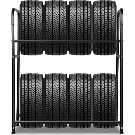 Randaco Porte-pneus Stockage pour 8 pneus durables et robustes Porte-pneus en fer 107 x 46 x 117 cm