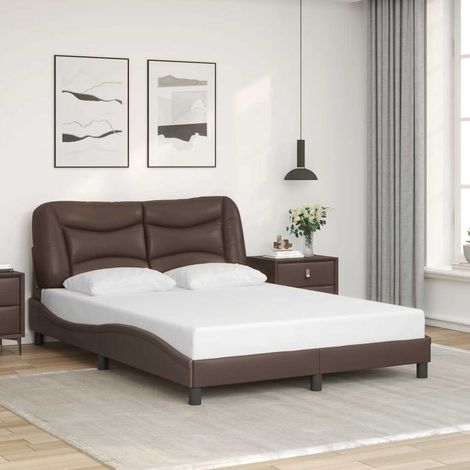 Bettgestell ohne Matratze "Hvar" Braun 140x190 cm Kunstleder (1/5)