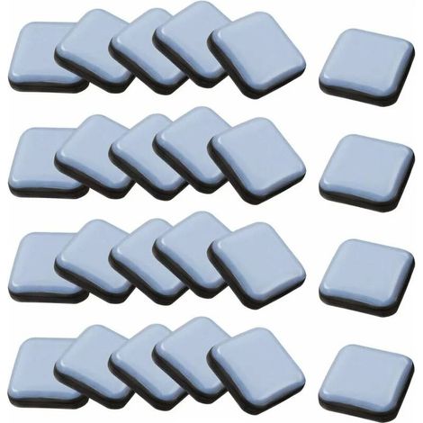 24 selbstklebende Möbelgleiter, 25 x 25 mm quadratisch, aus Teflon, für Stühle, Sofas, Schreibtische, Tische und Sessel. (1/5)