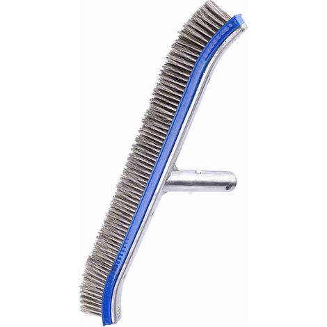 1 - Brosse De Piscine - Poils En Acier - Nettoyage Fond Et Murs - Pour Spa Étang Baignoire - Gris - 44x16 Cm (1/5)