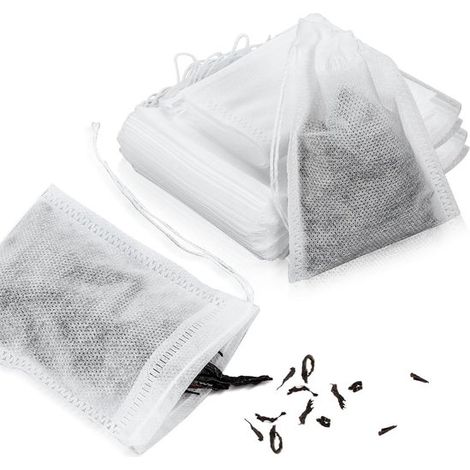 100 bolsitas de especias para cocinar, de algodón de 10 x 8 cm con cordón, reutilizables bolsitas de té vacías bolsitas de gasa para preparar sopas y té a granel. (1/5)