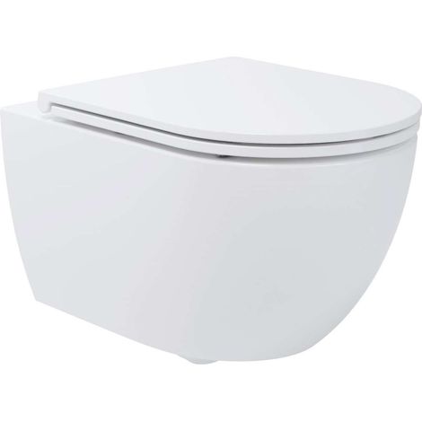 kielle Oudee - Inodoro suspendido con asiento Softclose, Vortex Rimless+, blanco 30102020-SET1 (1/5)