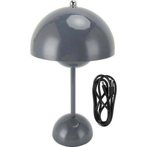 Ortviai Lampe de Table Sans Fil LED avec Dôme Champignon, Toucher Métallique, Rechargeable USB, Gris (1/5)