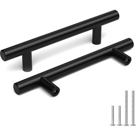Juego de 5 tiradores para muebles - Acero inoxidable - Acabado negro mate para cocinas y armarios - Distancia entre centros: 196 mm - Longitud: 256 mm (1/5)