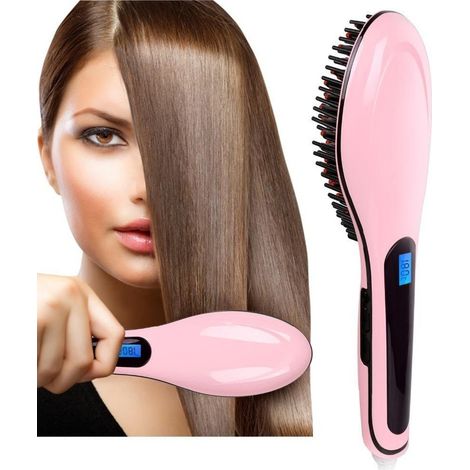 TRADE SHOP - Piastra Elettrica Ionica Lcd Snoda Liscia Capelli Spazzola Temperatura Hqt-906 - (1/5)