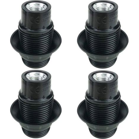 Lot de 4 douilles E14 noires en bakélite – support d'ampoule industriel, 250V, jusqu'à 60W (1/5)
