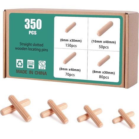 Holzdübel Riffeldübel Buche Holzstifte Möbel 350 Stück 6 8 10mm (1/5)
