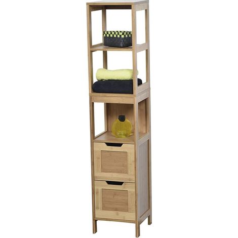 Madeinnature – Meuble bas de salle de bain en bambou – Dimensions 70x60x30 cm – Résistant à l'humidité – Montage facile avec visserie fournie (1/3)